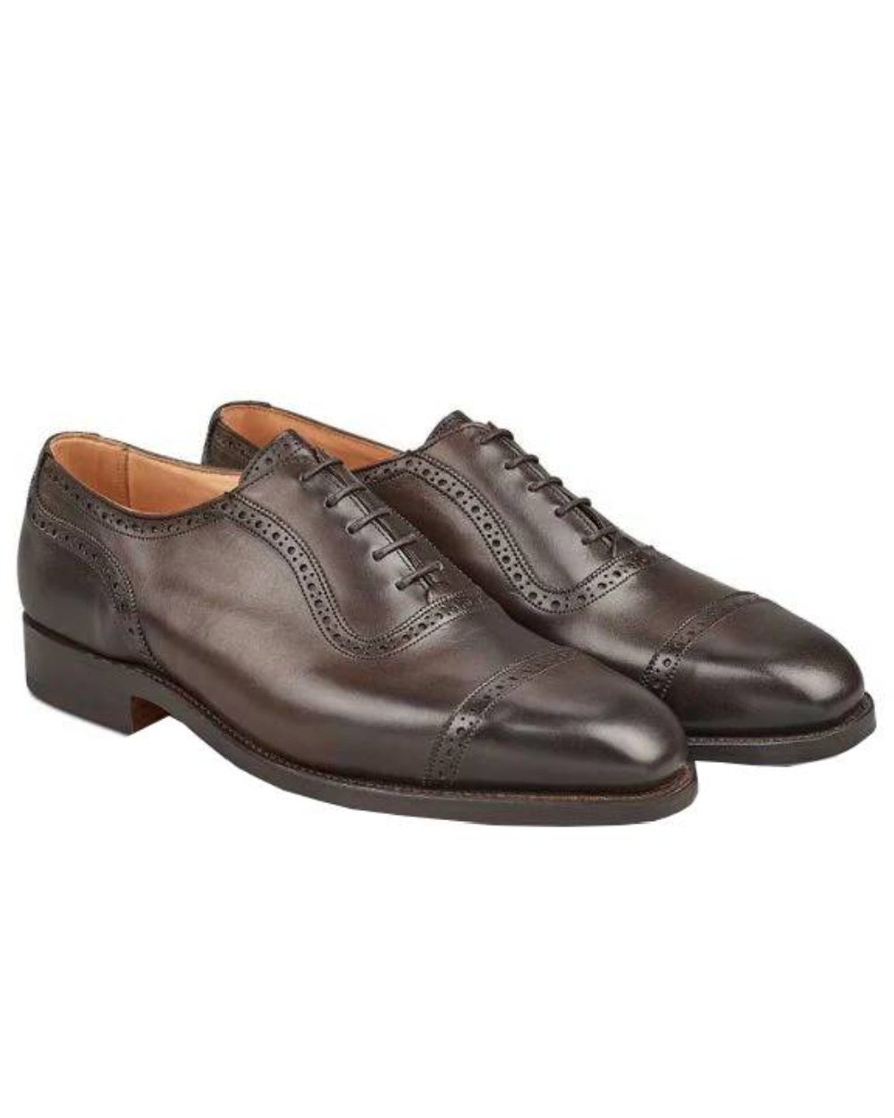 Espresso Burnished Coloured Trickers Belgrave Toecap Oxford City Shoe On A White Background 