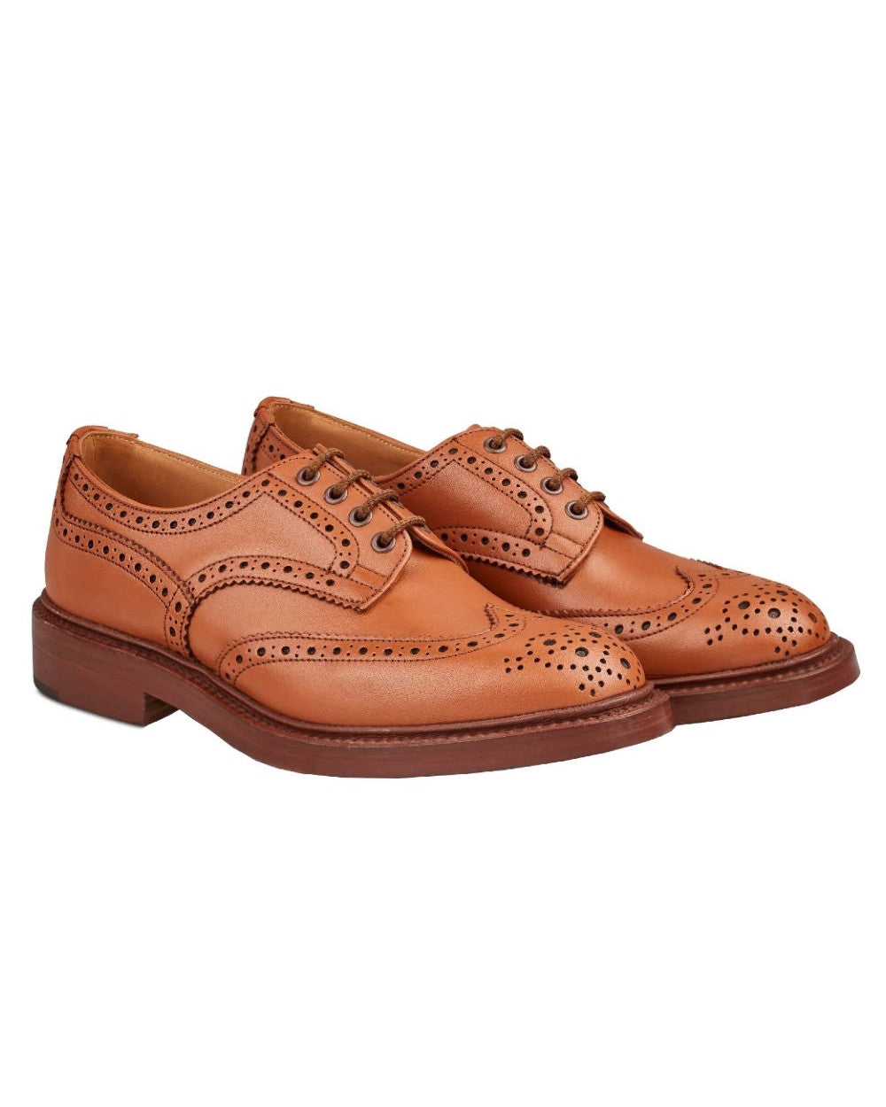 Tan Coloured Trickers Bourton Leather Sole Country Shoe On A White Background 