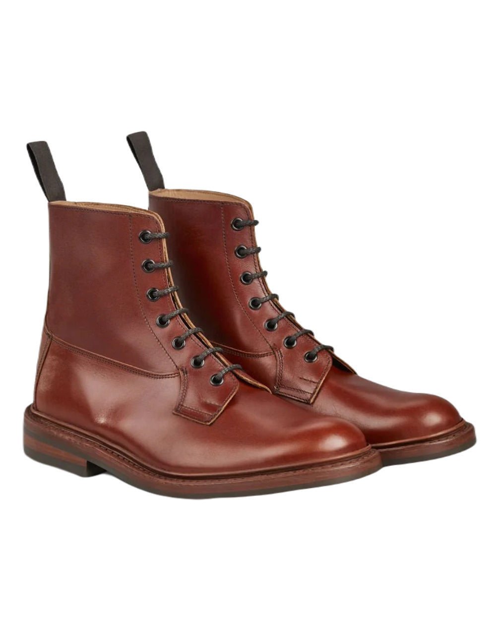 Marron Antique Coloured Trickers Burford Leather Sole Country Boot On A White Background 