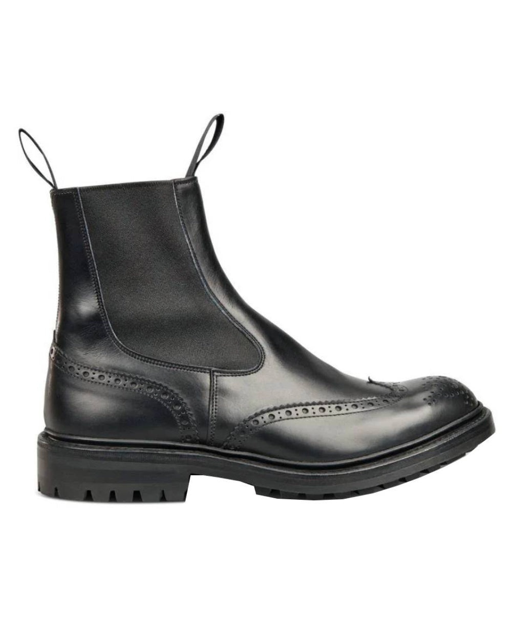 Black Coloured Trickers Henry Commando Sole Country Dealer Boot On A White Background 