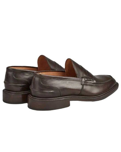 Espresso Burnished Coloured Trickers James Leather Sole Penny Loafer On A White Background 