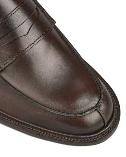 Espresso Burnished Coloured Trickers James Leather Sole Penny Loafer On A White Background 