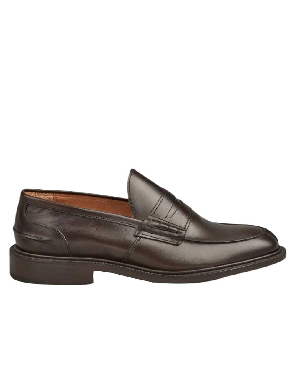 Espresso Burnished Coloured Trickers James Leather Sole Penny Loafer On A White Background 