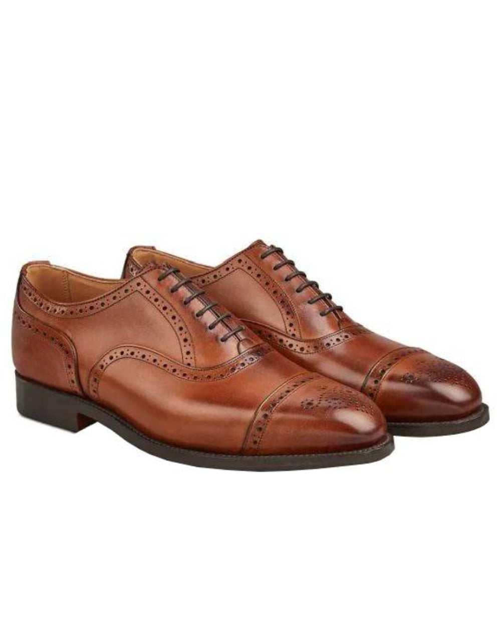 Beechnut Burnished Coloured Trickers Kensington Leather Sole Toecap Oxford City Shoe On A White Background 