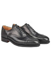 Black Coloured Trickers Kensington Leather Sole Toecap Oxford City Shoe On A White Background #colour_black