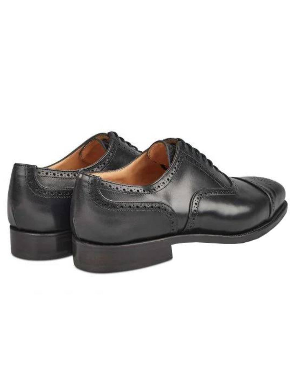 Black Coloured Trickers Kensington Leather Sole Toecap Oxford City Shoe On A White Background 