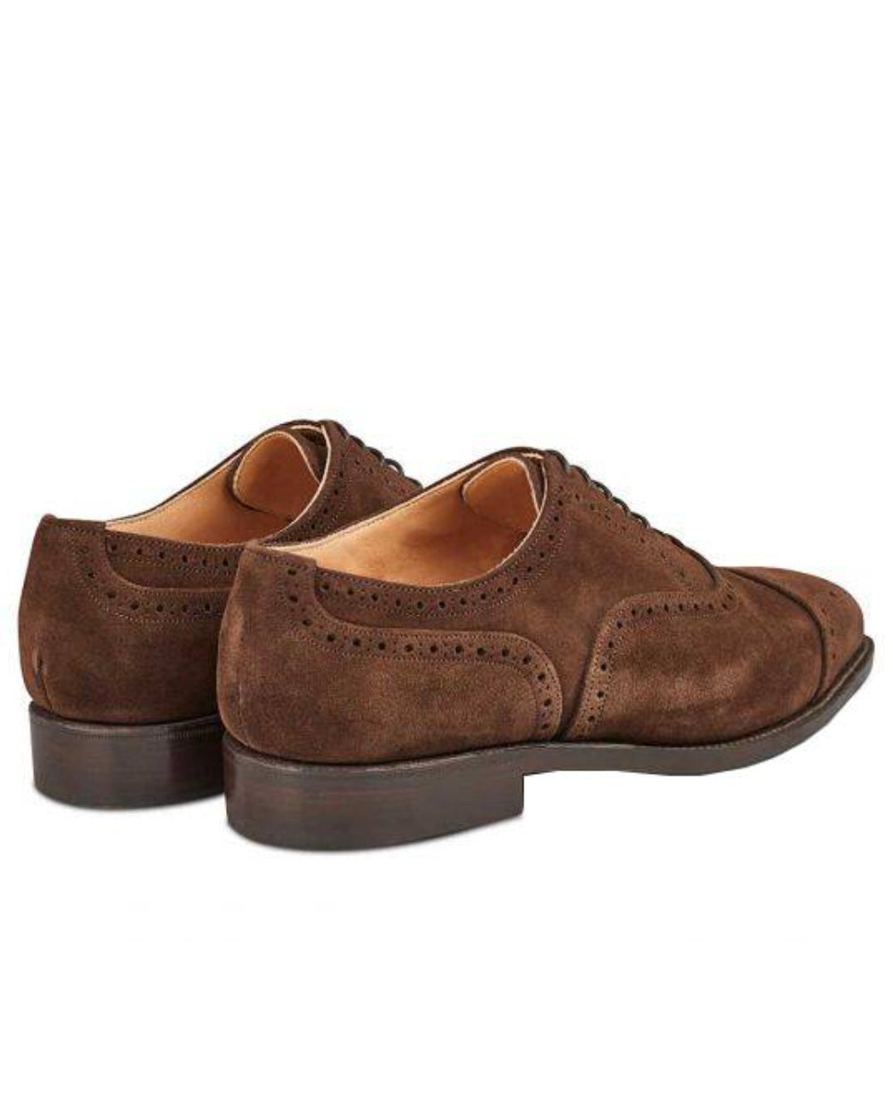 Chocolate Suede Coloured Trickers Kensington Leather Sole Toecap Oxford City Shoe On A White Background 
