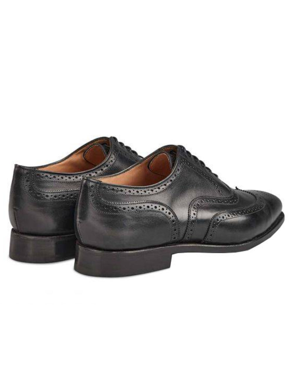 Black Coloured Trickers Picadilly Leather Sole Brogue Oxford City Shoe On A White Background 