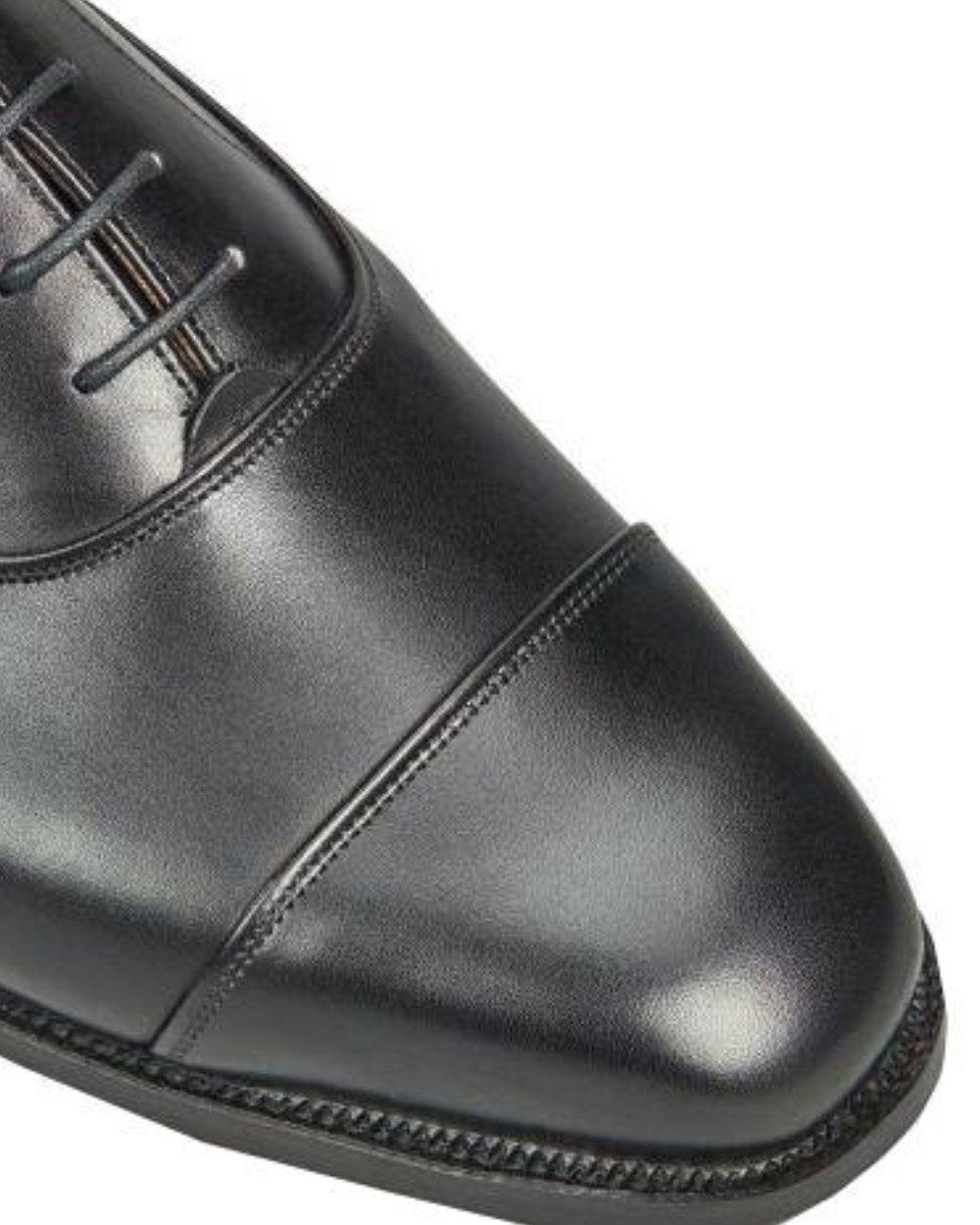 Black Coloured Trickers Regent Plain Toecap Oxford City Shoe On A White Background 