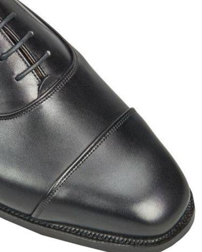 Black Coloured Trickers Regent Plain Toecap Oxford City Shoe On A White Background 