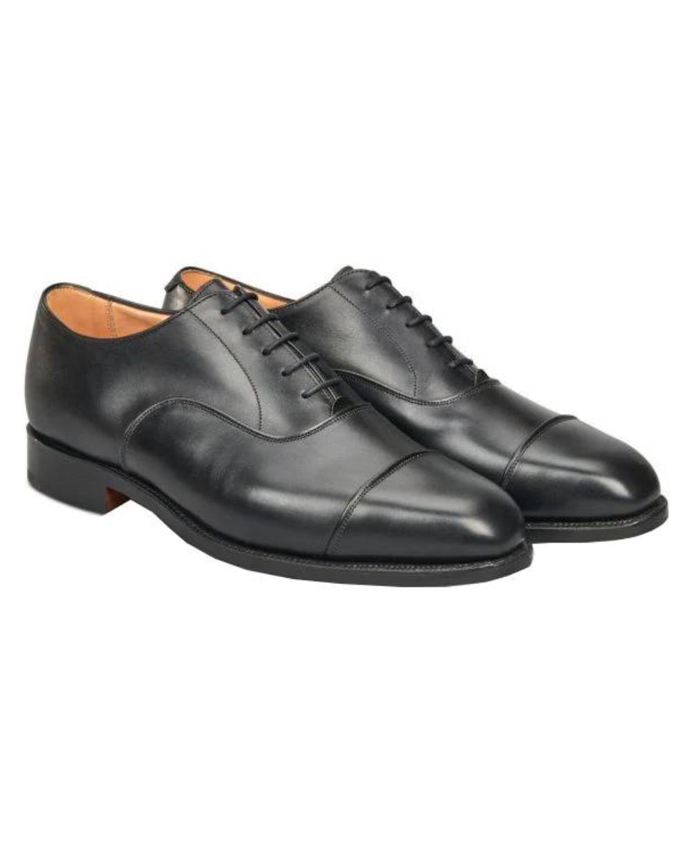 Black Coloured Trickers Regent Plain Toecap Oxford City Shoe On A White Background 