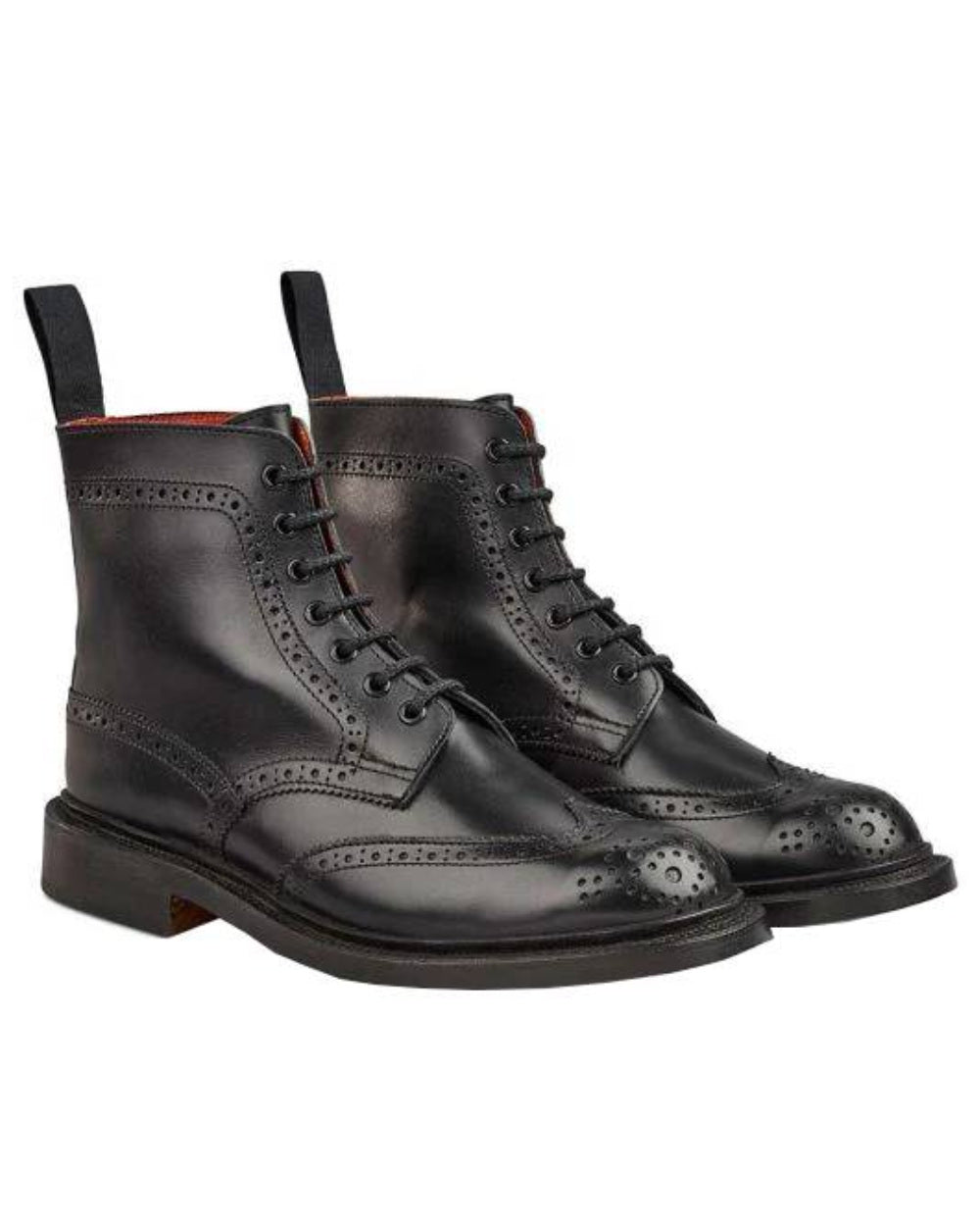 Black Coloured Trickers Stephy Brogue Boot On A White Background 