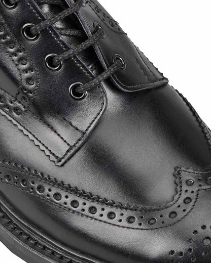 Black Coloured Trickers Stow Leather Sole Country Boot On A White Background 