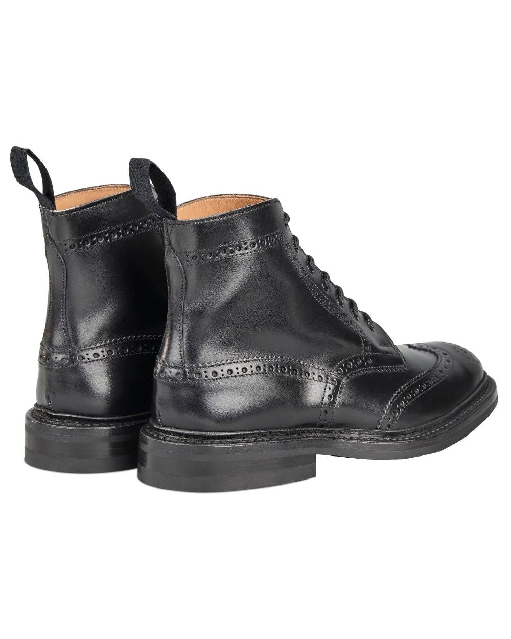 Black Coloured Trickers Stow Leather Sole Country Boot On A White Background 