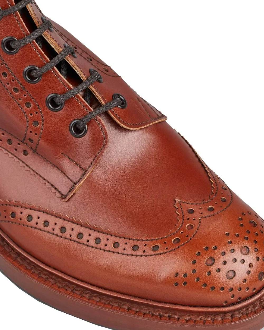 Marron Antique Coloured Trickers Stow Leather Sole Country Boot On A White Background 