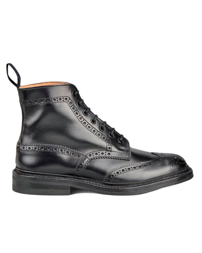 Black Coloured Trickers Stow Dainte Sole Country Boot On A White Background 