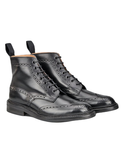 Black Coloured Trickers Stow Dainte Sole Country Boot On A White Background  