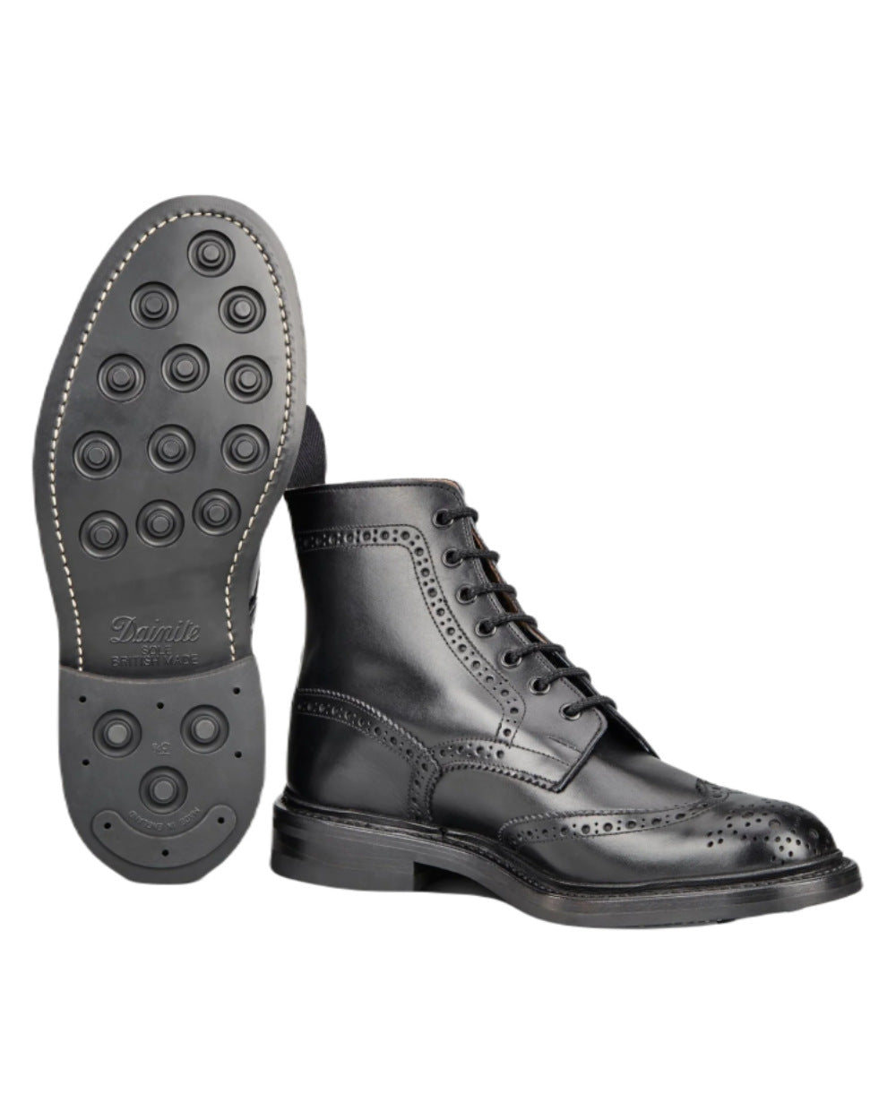 Black Coloured Trickers Stow Dainte Sole Country Boot On A White Background  