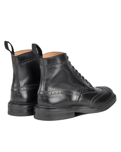 Black Coloured Trickers Stow Dainte Sole Country Boot On A White Background  