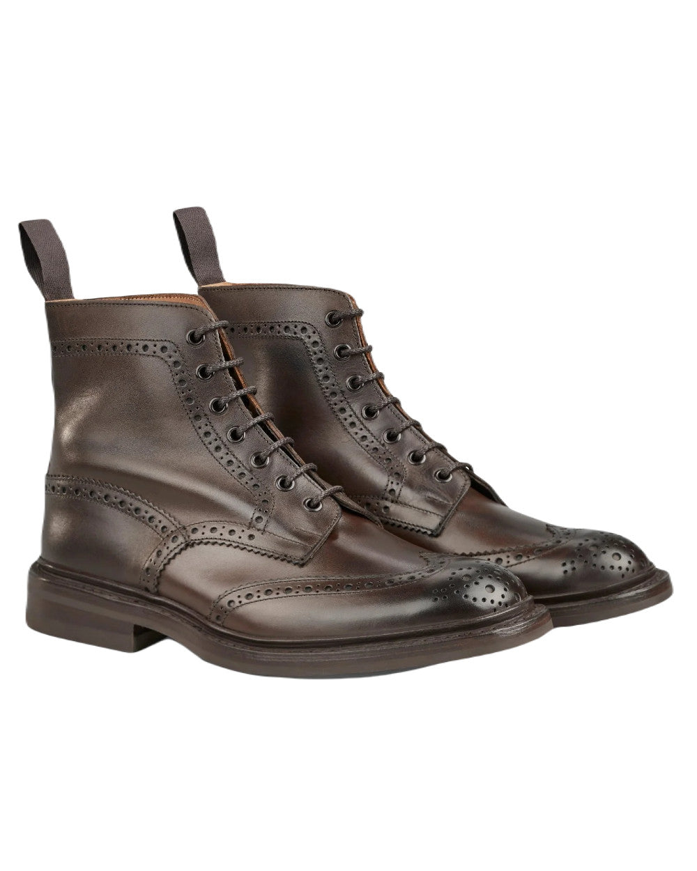 Espresso Burnished Coloured Trickers Stow Dainte Sole Country Boot On A White Background 