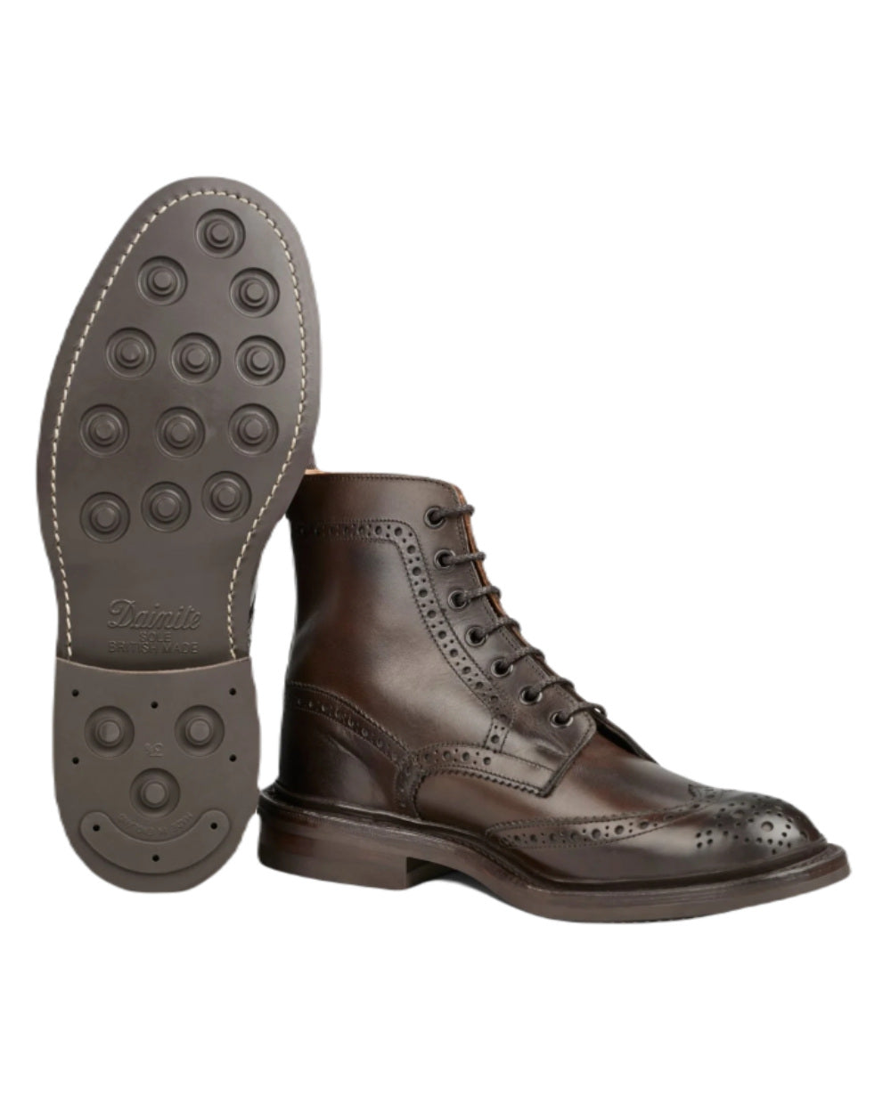 Espresso Burnished Coloured Trickers Stow Dainte Sole Country Boot On A White Background 