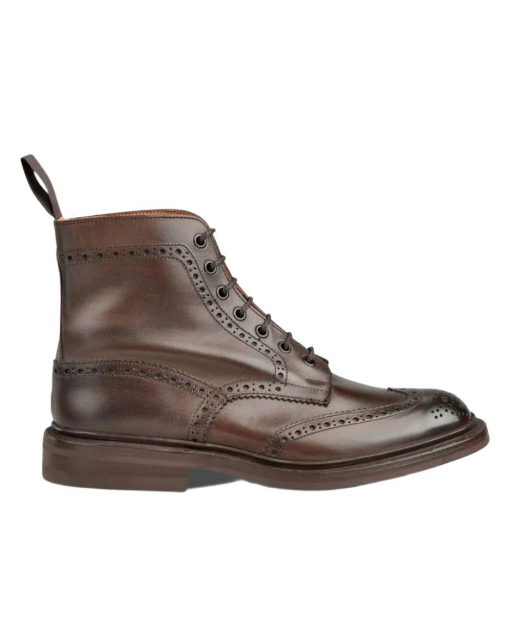 Espresso Burnished Coloured Trickers Stow Dainte Sole Country Boot On A White Background 