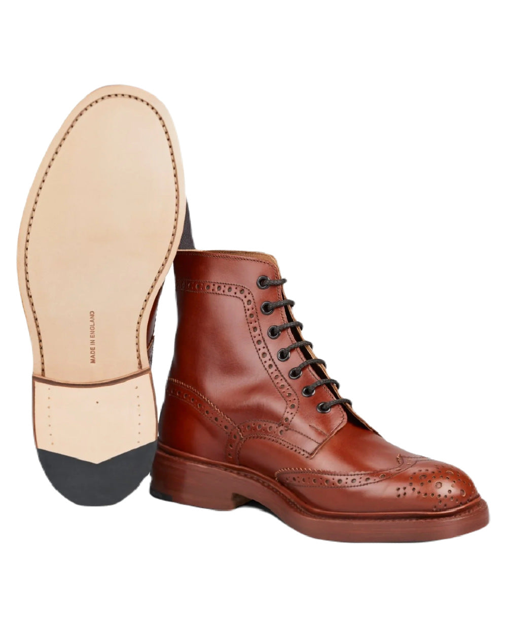 Maroon Antique Coloured Trickers Stow Dainte Sole Country Boot On A White Background 