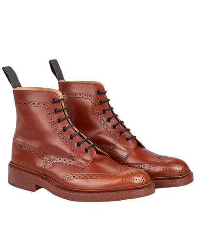 Maroon Antique Coloured Trickers Stow Dainte Sole Country Boot On A White Background 