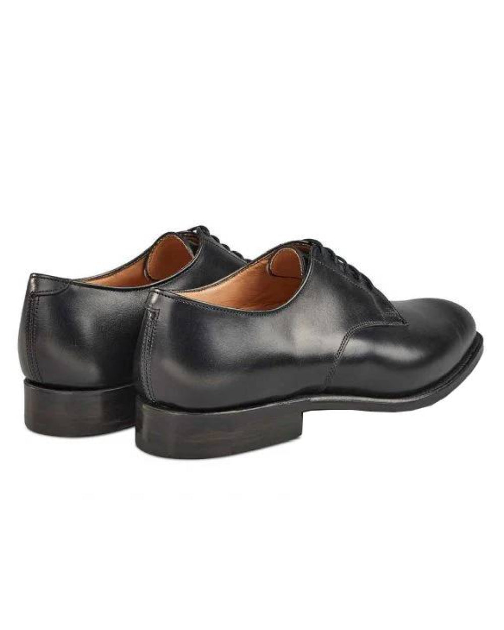 Black Coloured Trickers Wiltshire Plain Derby City Shoe On A White Background 