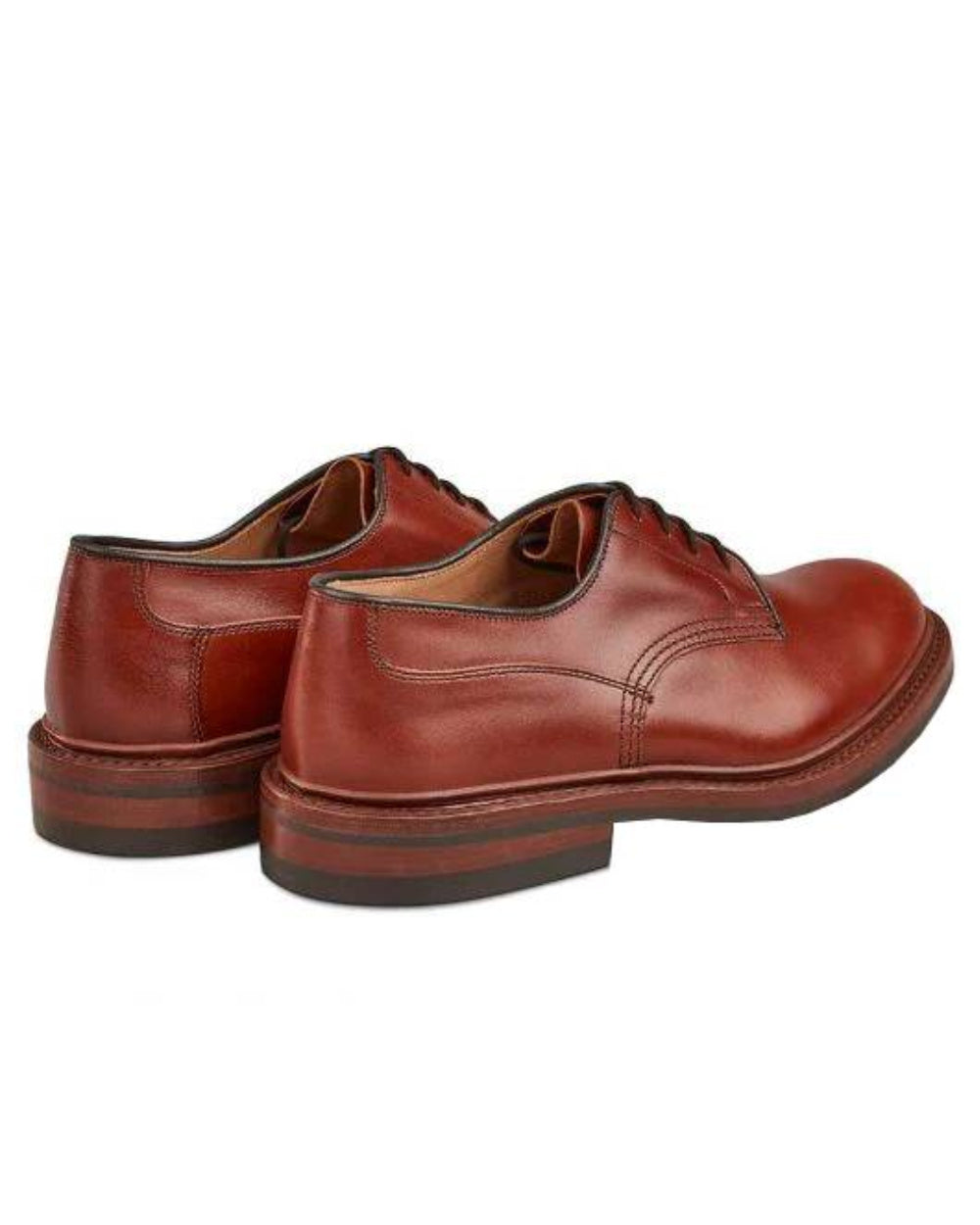 Marron Antique Coloured Trickers Woodstock Plain Derby Shoe Dainite Sole On A White Background 