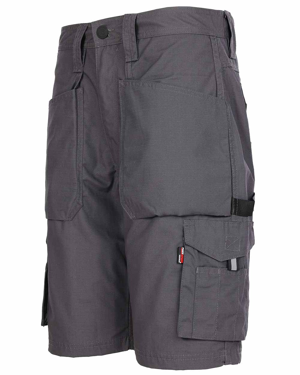 Grey Coloured TuffStuff Enduro Work Shorts On A White Background 