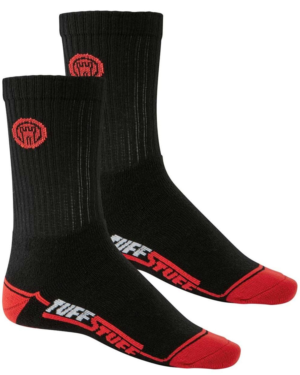 Black Red Coloured TuffStuff Extreme Socks On A White Background