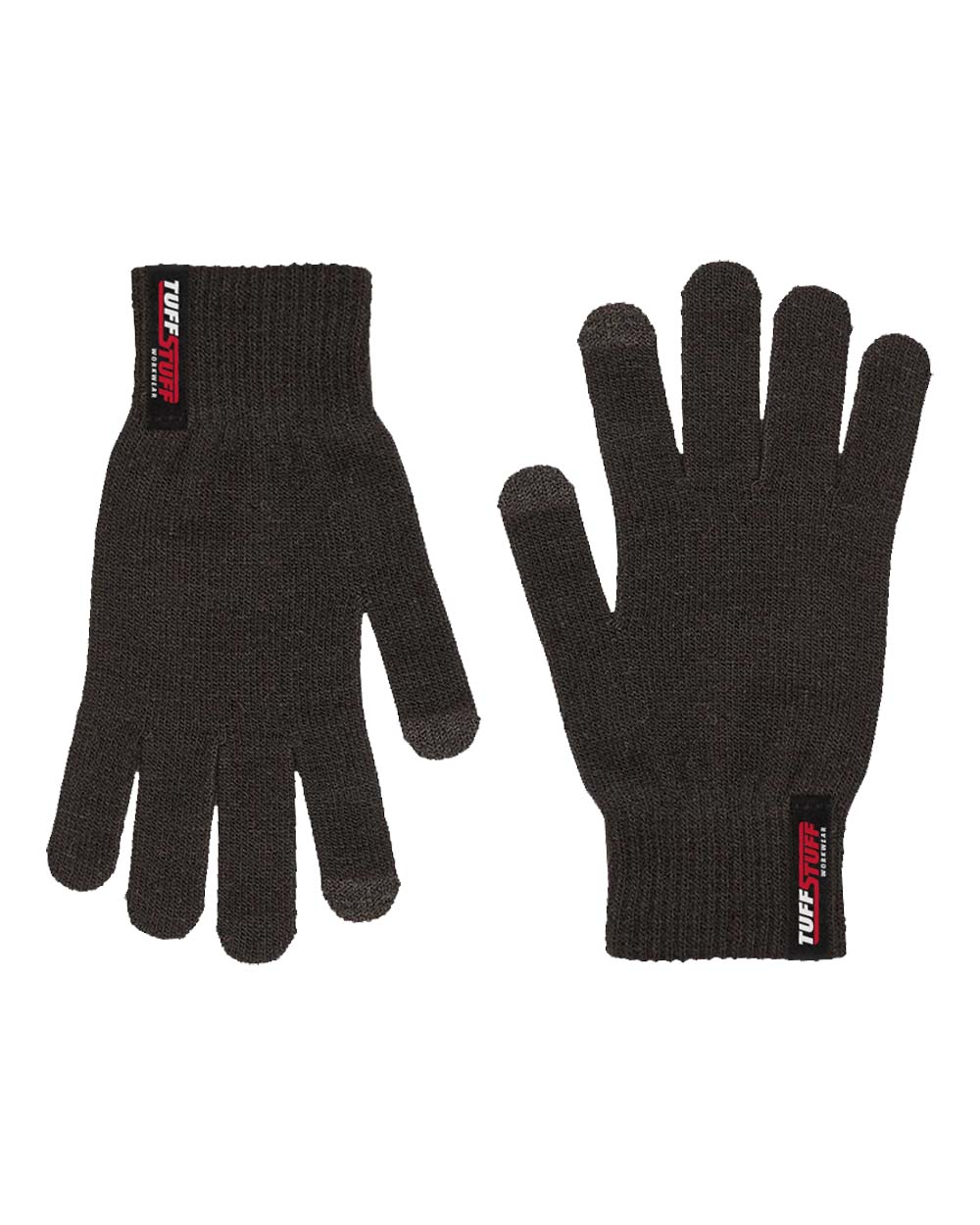 Black coloured TuffStuff Touch Screen Glove on White Background