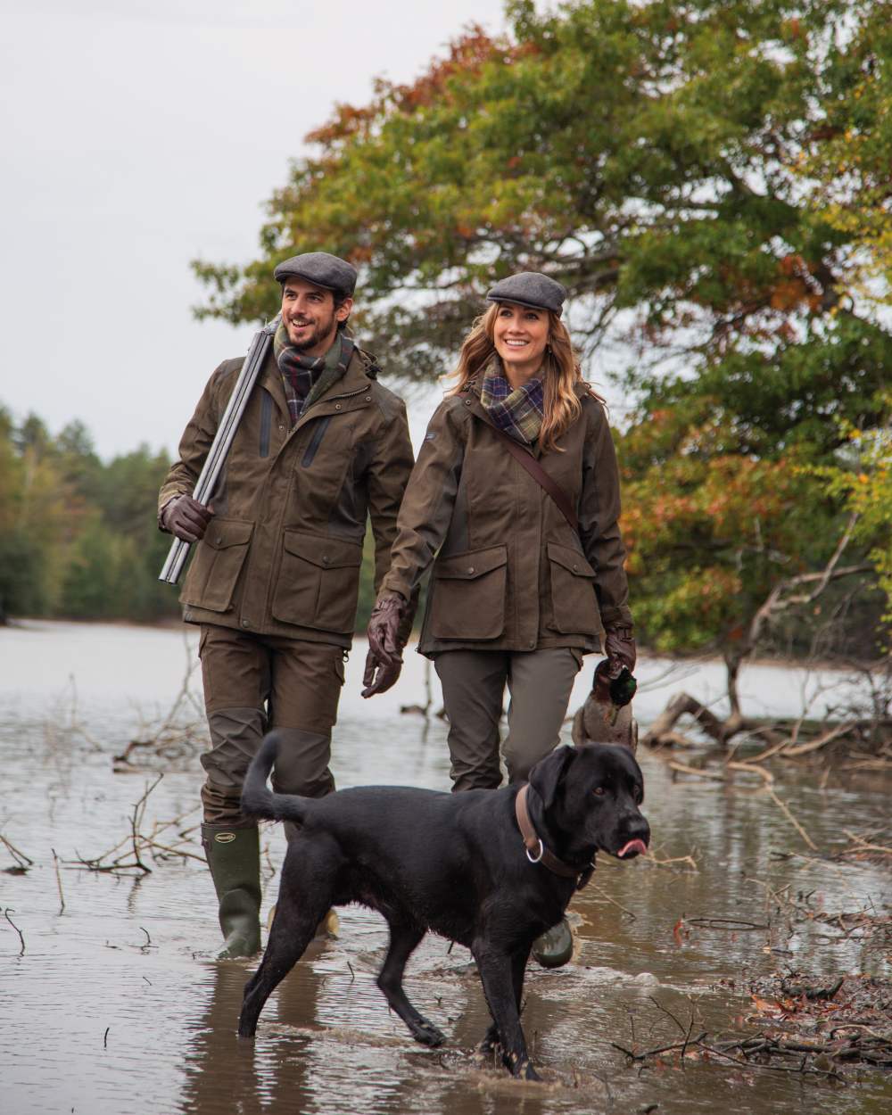 Khaki Coloured Verney Carron Falcon Jacket On A river Background