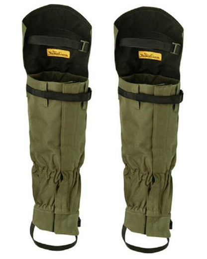 Khaki Coloured Verney Carron High Leg Gaiters On A White Background