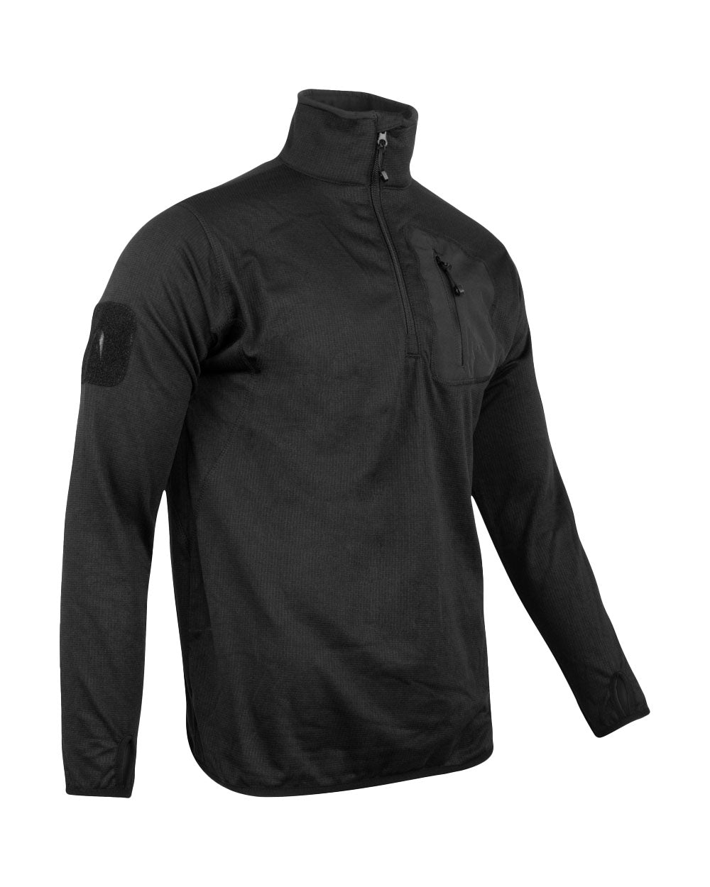 Black coloured Viper Tech Mid Layer Fleece Top on White background 