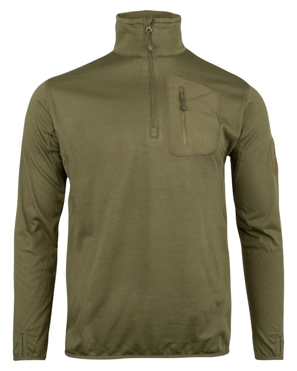 Green coloured Viper Tech Mid Layer Fleece Top on White background 