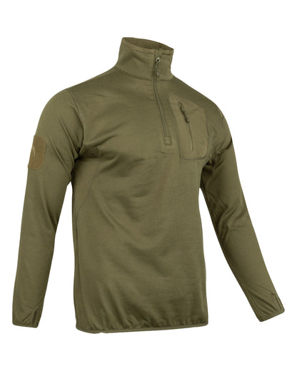 Green coloured Viper Tech Mid Layer Fleece Top on White background 