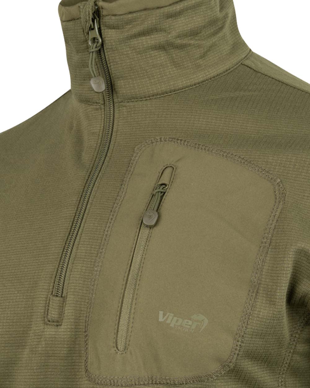 Green coloured Viper Tech Mid Layer Fleece Top on White background 