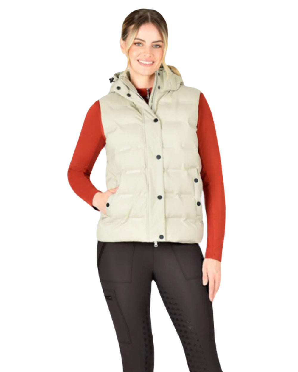 Abbey Stone Coloured WeatherBeeta Hapur Heat Seal Quilted Vest On A White Background 