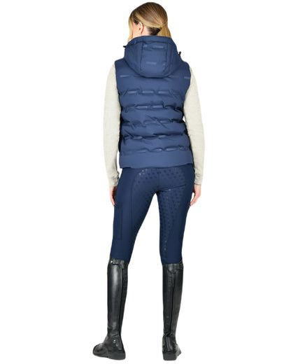 Navy Iris Coloured WeatherBeeta Hapur Heat Seal Quilted Vest On A White Background 