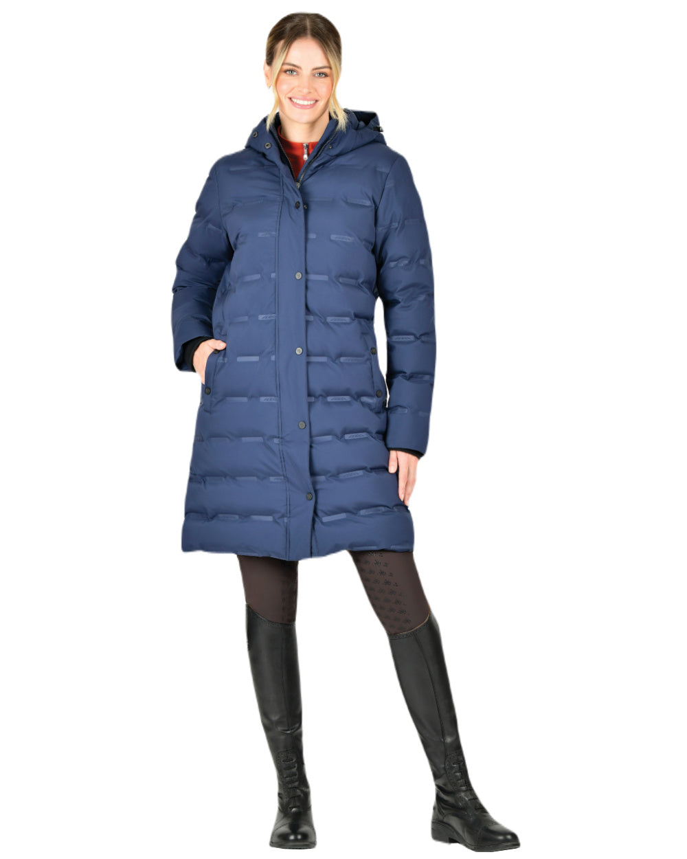 Navy Iris Coloured WeatherBeeta Helsinki Heat Seal Quilted Jacket On A White Background