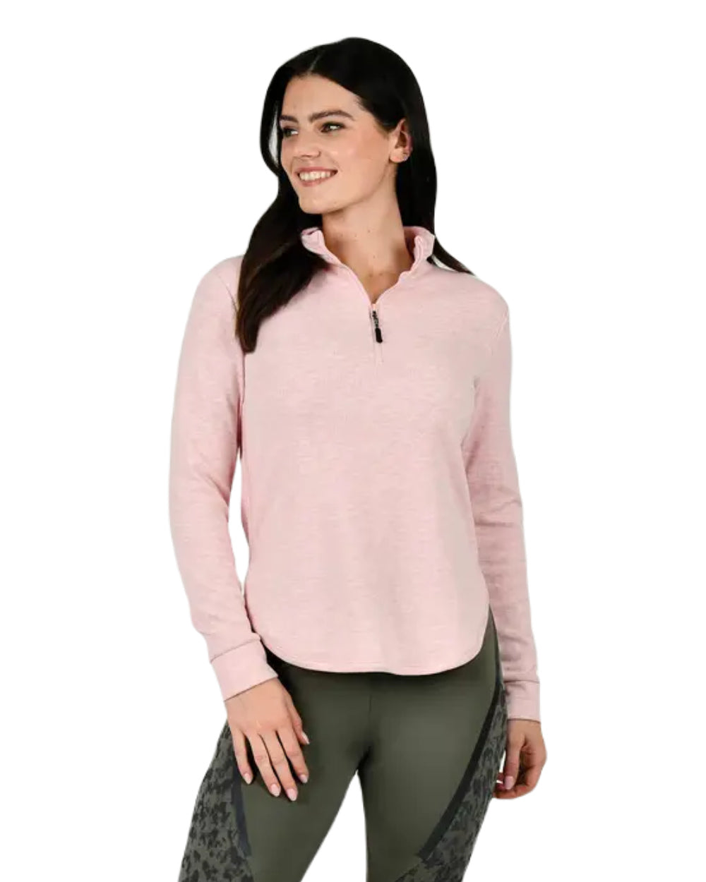 Blush Coloured WeatherBeeta London Layer Long Sleeve Top On A White Background 