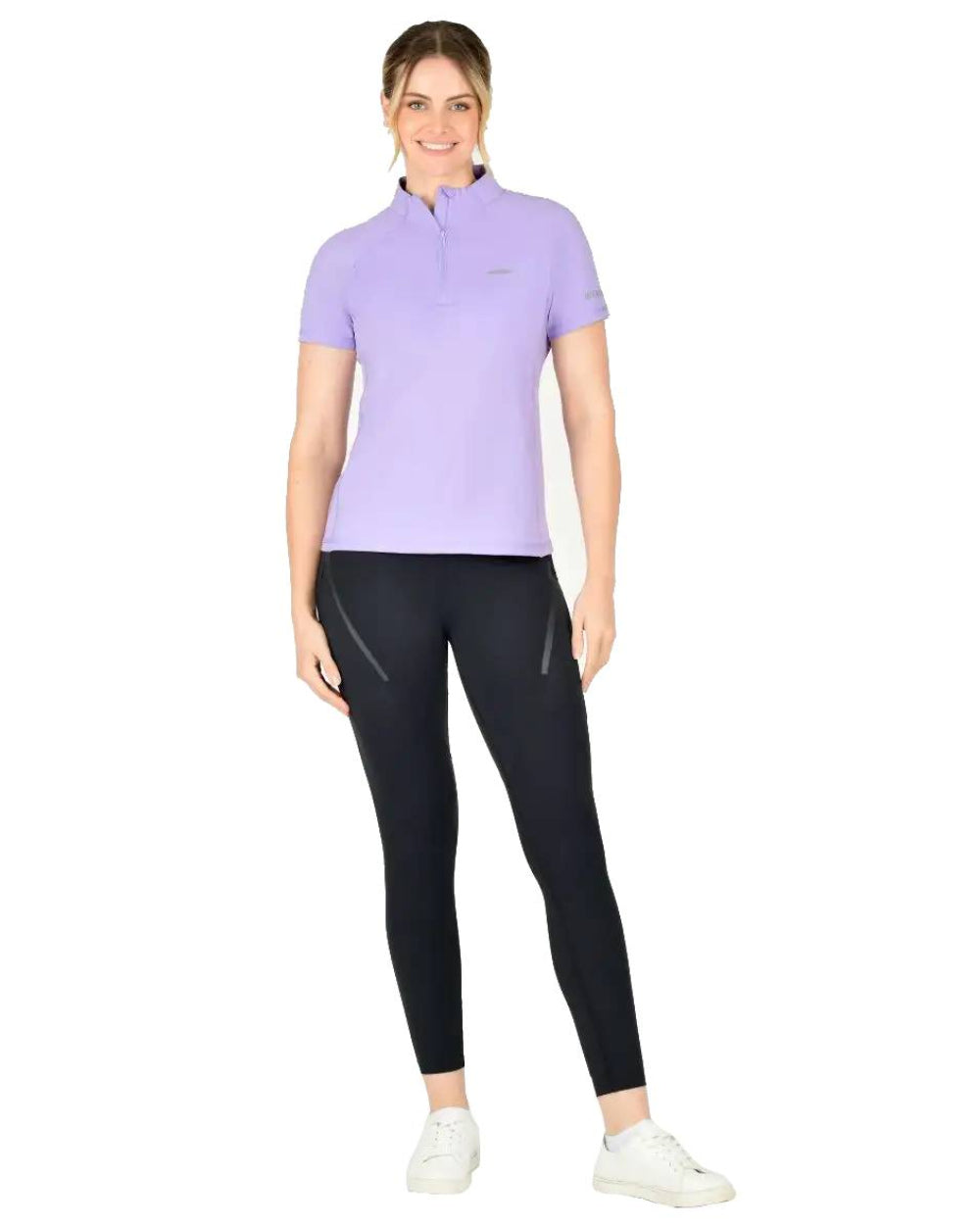 Mauve Coloured WeatherBeeta Prime Short Sleeve Top On A White Background 