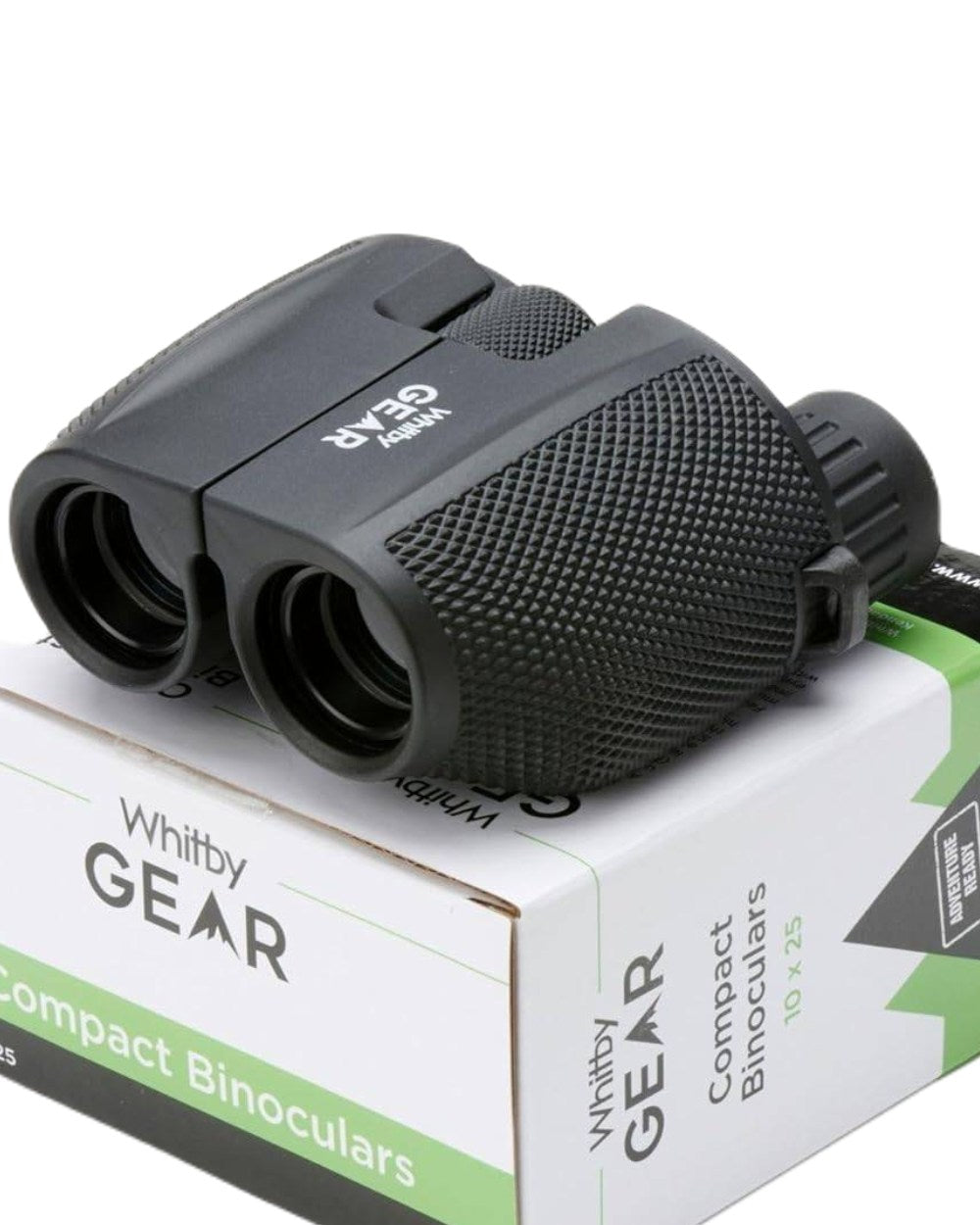 Whitby Gear 10x25 Compact Binoculars On A White Background