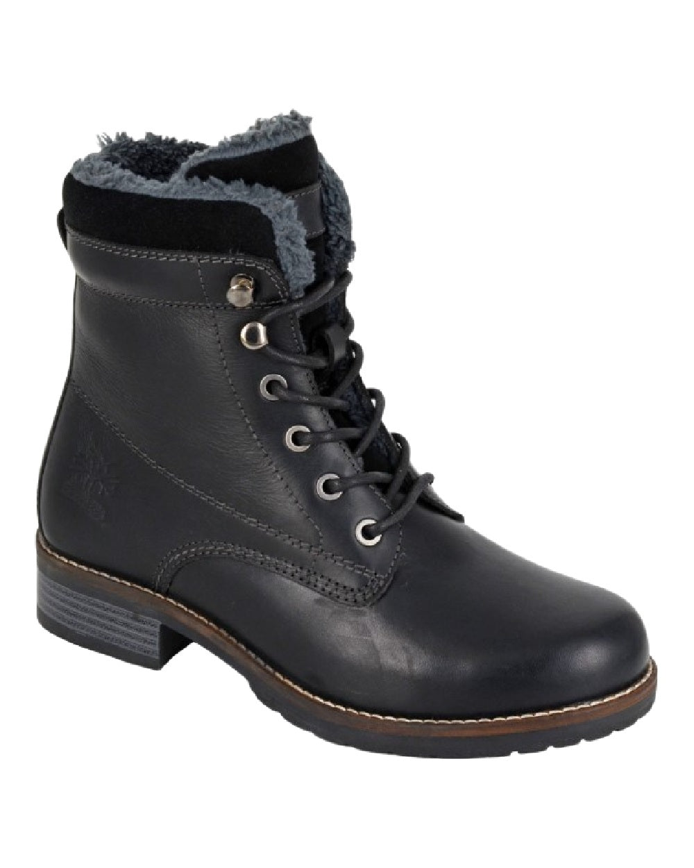 Black Coloured Woodland High Ankle Country Boots on White Background

