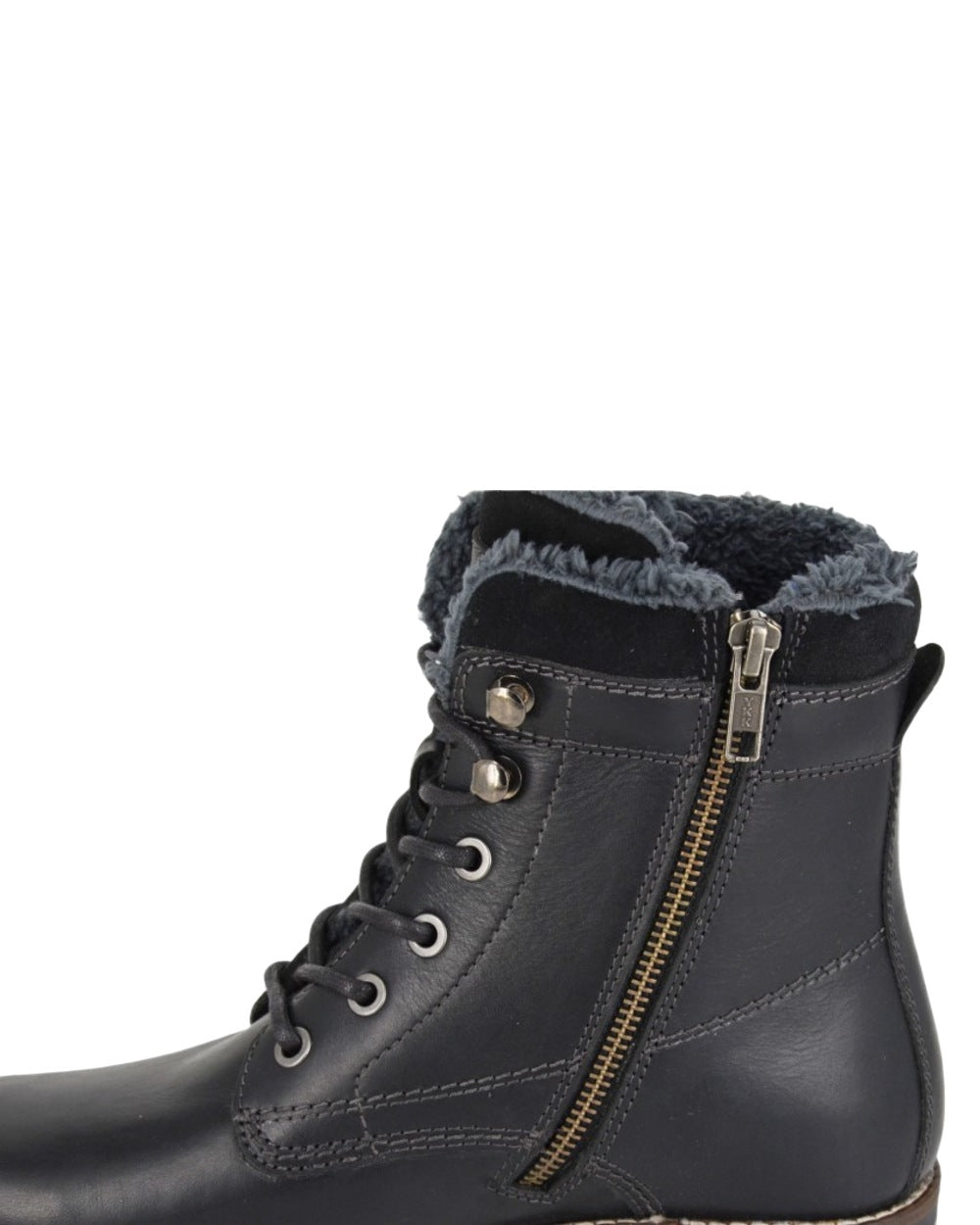 Black Coloured Woodland High Ankle Country Boots on White Background
