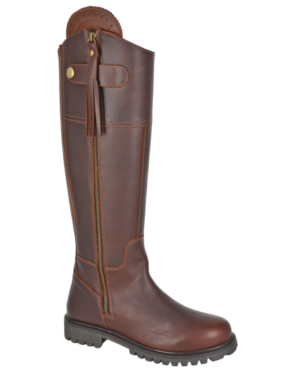 Brown Coloured Woodland Womens Georgia Outside Zip Country Riding Boots on White Background

