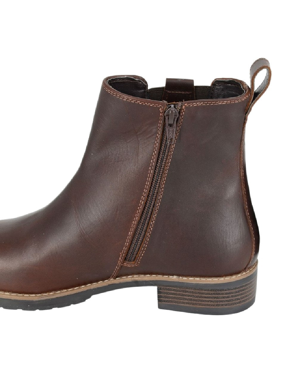 Brown Coloured Woodland Womens Single Gusset Inside Zip Ankle Boots on White Background
