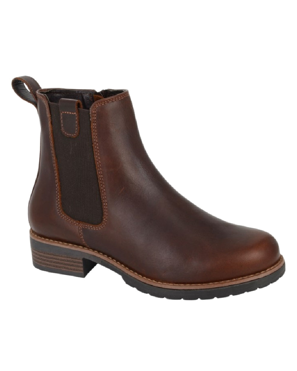 Brown Coloured Woodland Womens Single Gusset Inside Zip Ankle Boots on White Background
